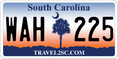 SC license plate WAH225