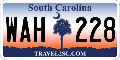SC license plate WAH228