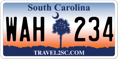 SC license plate WAH234