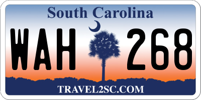 SC license plate WAH268