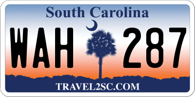SC license plate WAH287