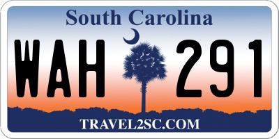 SC license plate WAH291