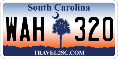 SC license plate WAH320