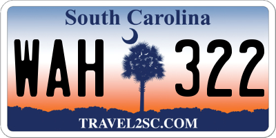 SC license plate WAH322