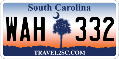 SC license plate WAH332