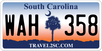 SC license plate WAH358