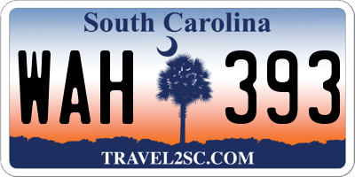SC license plate WAH393