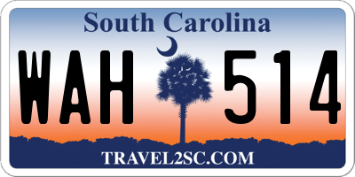 SC license plate WAH514