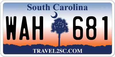 SC license plate WAH681