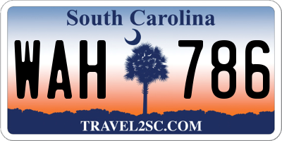 SC license plate WAH786