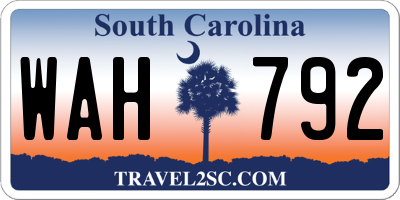 SC license plate WAH792