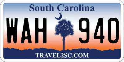 SC license plate WAH940