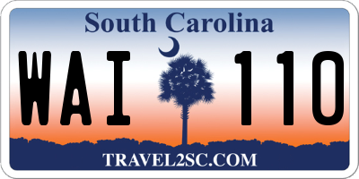 SC license plate WAI110