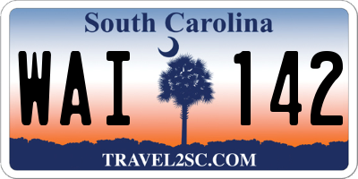 SC license plate WAI142
