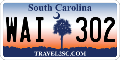SC license plate WAI302