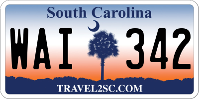 SC license plate WAI342