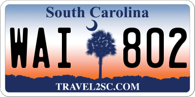 SC license plate WAI802