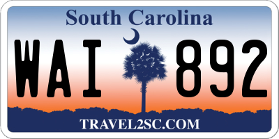 SC license plate WAI892