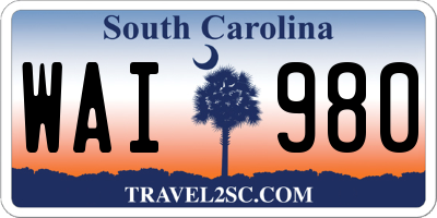 SC license plate WAI980