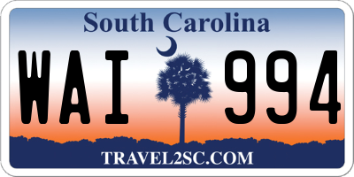 SC license plate WAI994