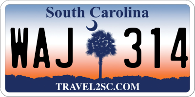 SC license plate WAJ314