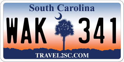 SC license plate WAK341