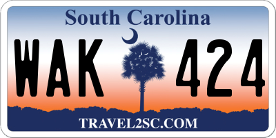 SC license plate WAK424