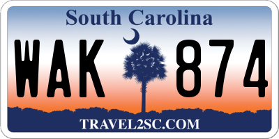 SC license plate WAK874