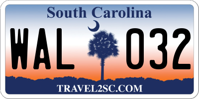 SC license plate WAL032