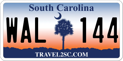 SC license plate WAL144