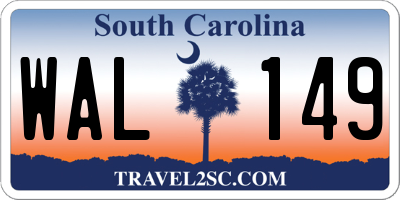 SC license plate WAL149