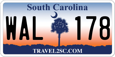 SC license plate WAL178