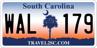 SC license plate WAL179