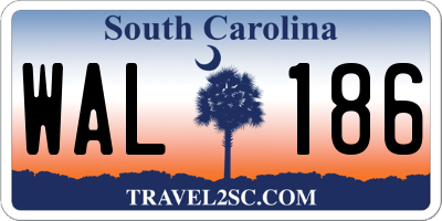SC license plate WAL186