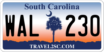SC license plate WAL230