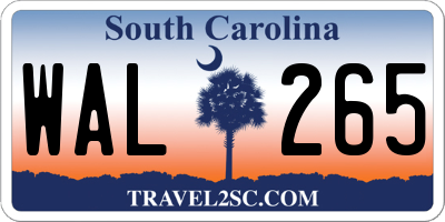 SC license plate WAL265