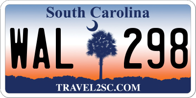 SC license plate WAL298