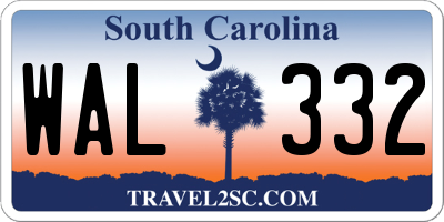 SC license plate WAL332