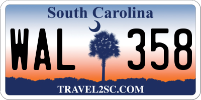 SC license plate WAL358