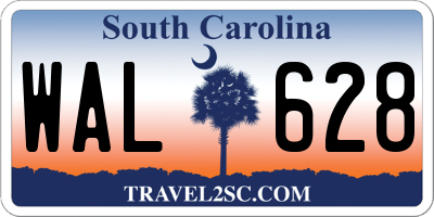 SC license plate WAL628