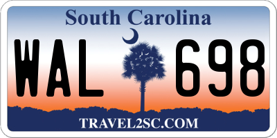 SC license plate WAL698