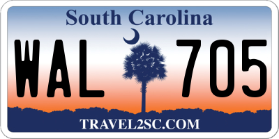 SC license plate WAL705