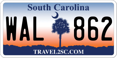 SC license plate WAL862
