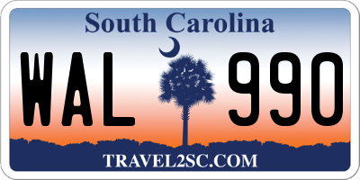 SC license plate WAL990
