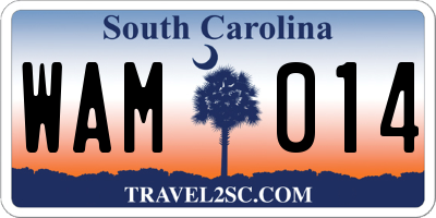 SC license plate WAM014
