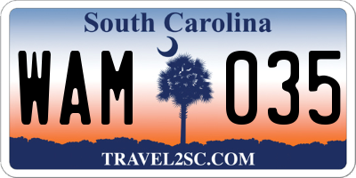 SC license plate WAM035