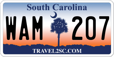 SC license plate WAM207