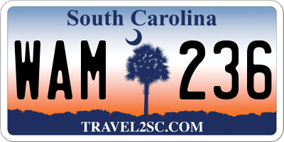 SC license plate WAM236