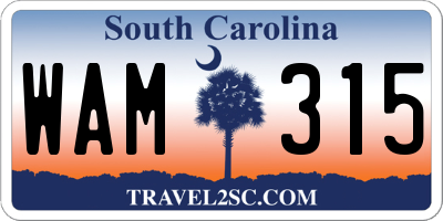 SC license plate WAM315