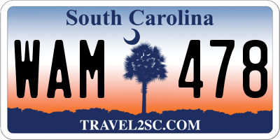SC license plate WAM478